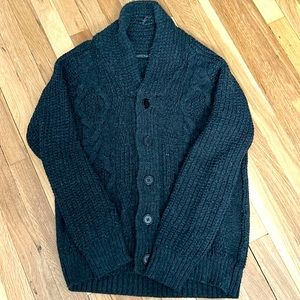 Zara Man Gray Cable Knit Cardigan Sweater Sz M